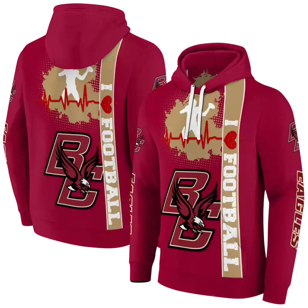 boston college eagles football heartbeat maroon hoodie fashion forward boston college eagles football heartbeat maroon hoodie fashion forward