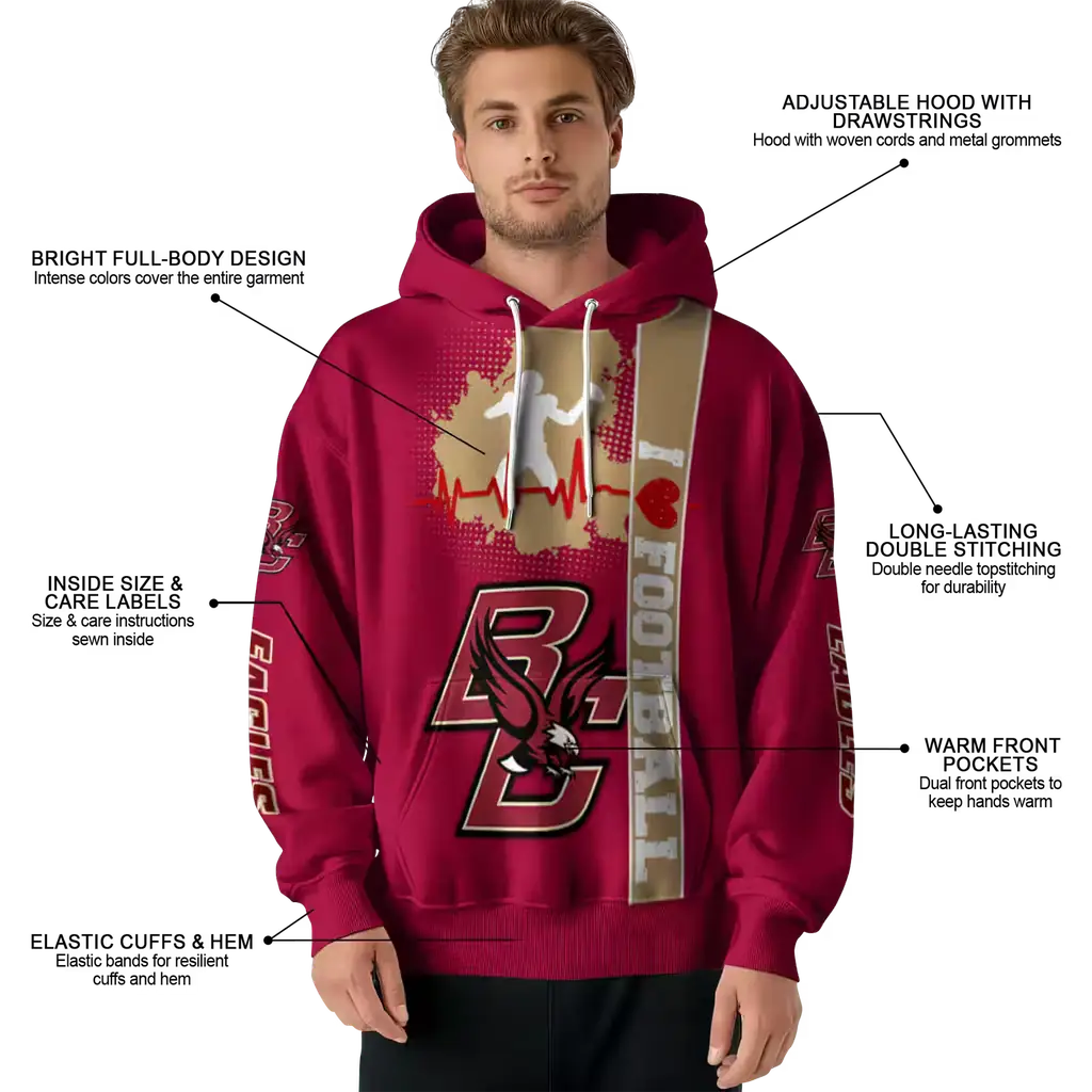boston college eagles football heartbeat maroon hoodie latest model boston college eagles football heartbeat maroon hoodie latest model