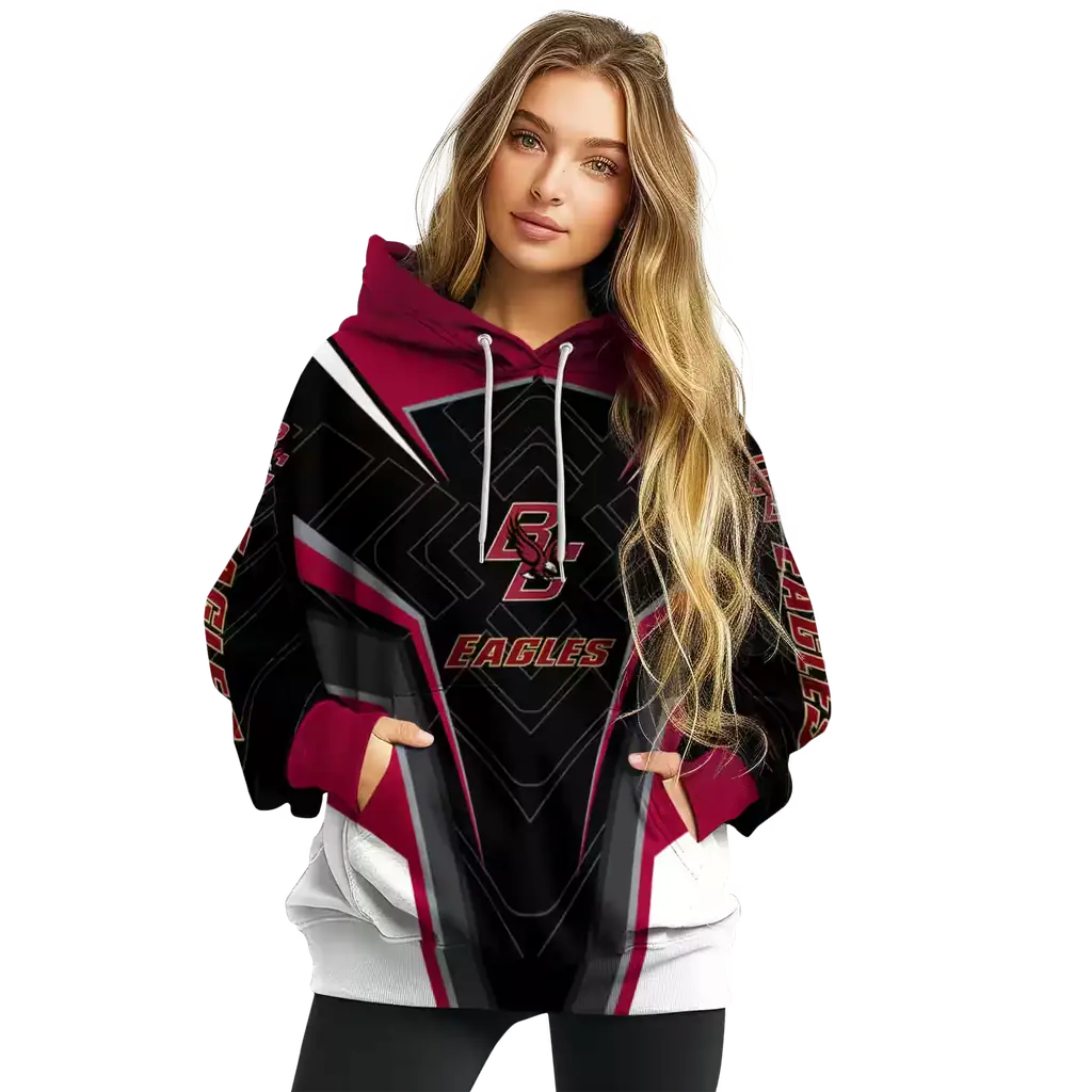 boston college eagles futuristic pattern maroon black hoodie high quality boston college eagles futuristic pattern maroon black hoodie high quality