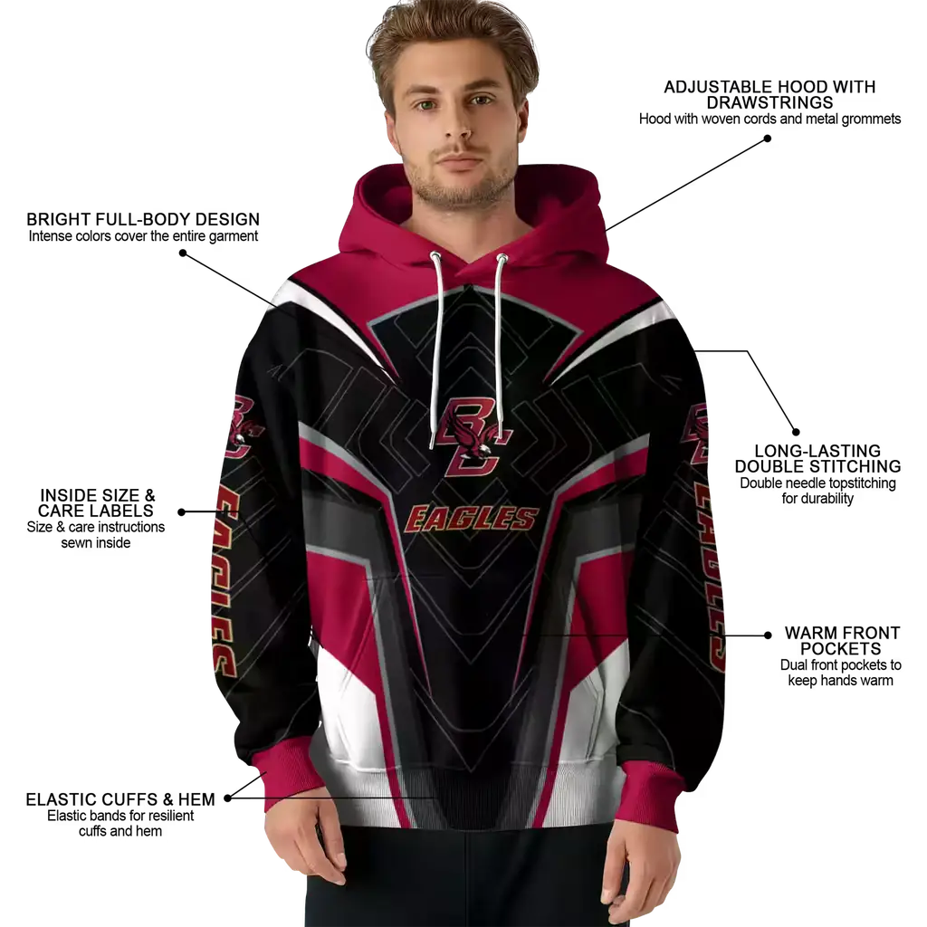 boston college eagles futuristic pattern maroon black hoodie latest model boston college eagles futuristic pattern maroon black hoodie latest model