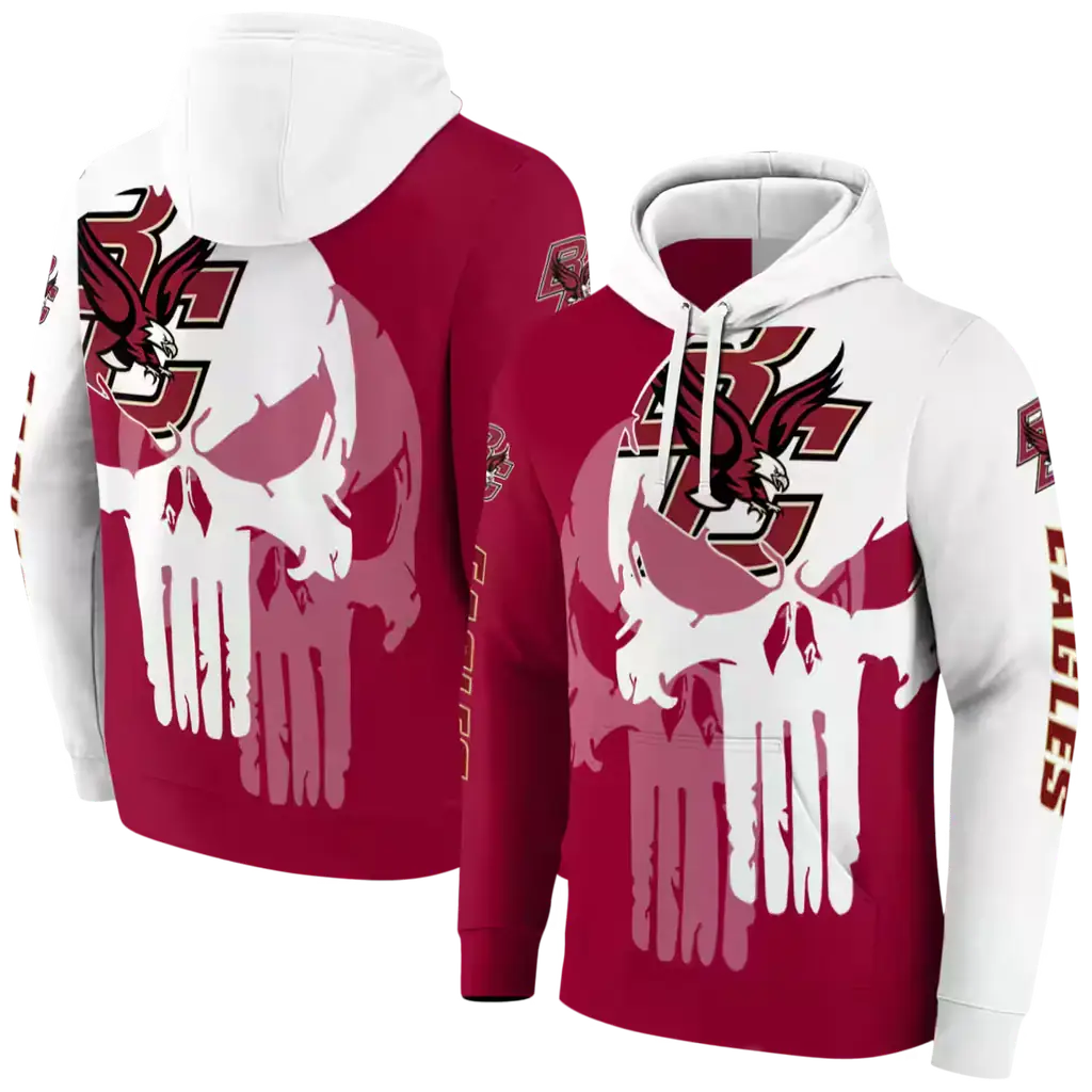 boston college eagles graphic punisher maroon white hoodie fashion forward boston college eagles graphic punisher maroon white hoodie fashion forward