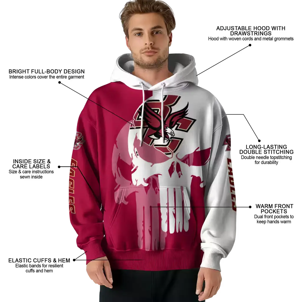 boston college eagles graphic punisher maroon white hoodie latest model boston college eagles graphic punisher maroon white hoodie latest model
