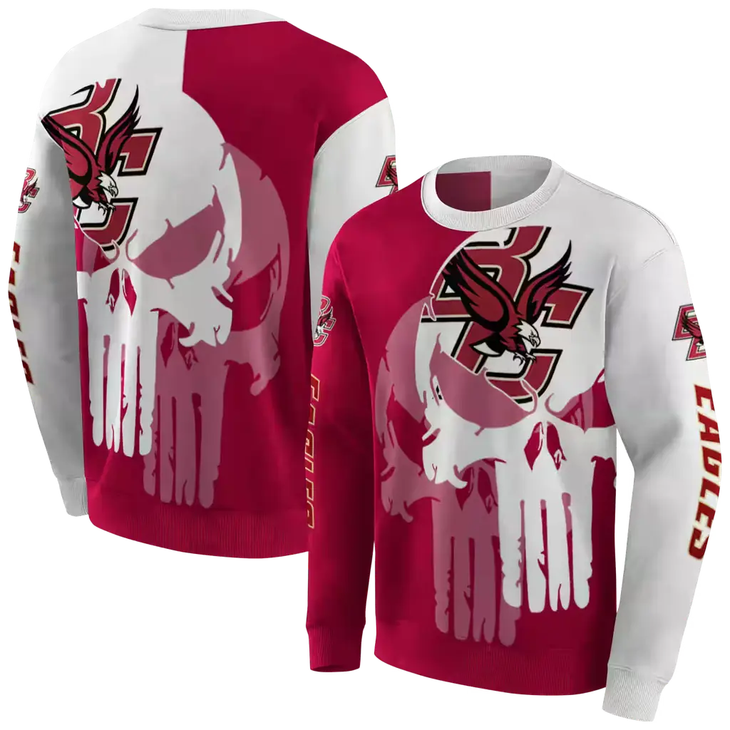 boston college eagles graphic punisher maroon white hoodie premium grade boston college eagles graphic punisher maroon white hoodie premium grade