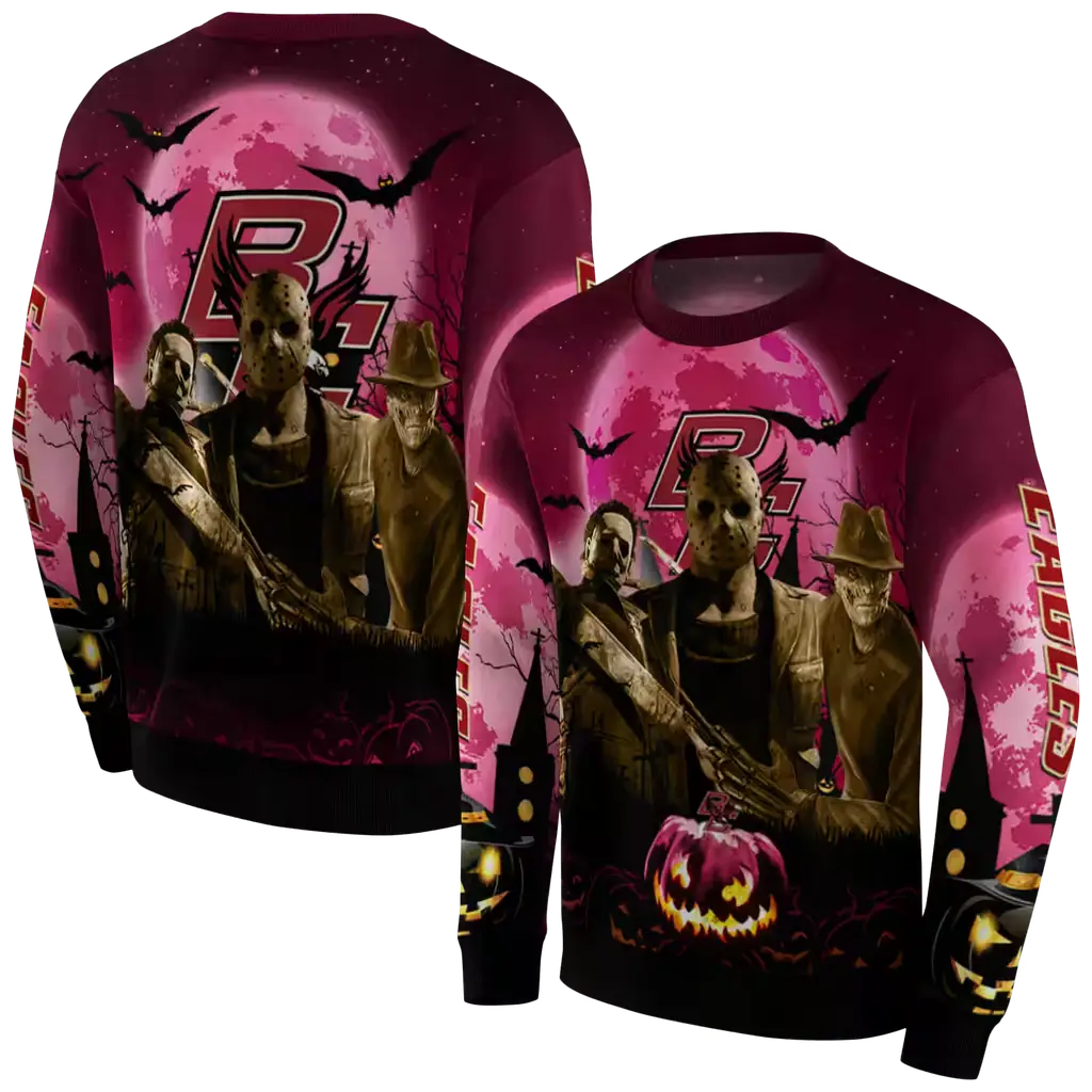 boston college eagles halloween vibes maroon black hoodie premium grade boston college eagles halloween vibes maroon black hoodie premium grade