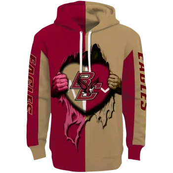 boston college eagles heartbeat graphic maroon hoodie best selling