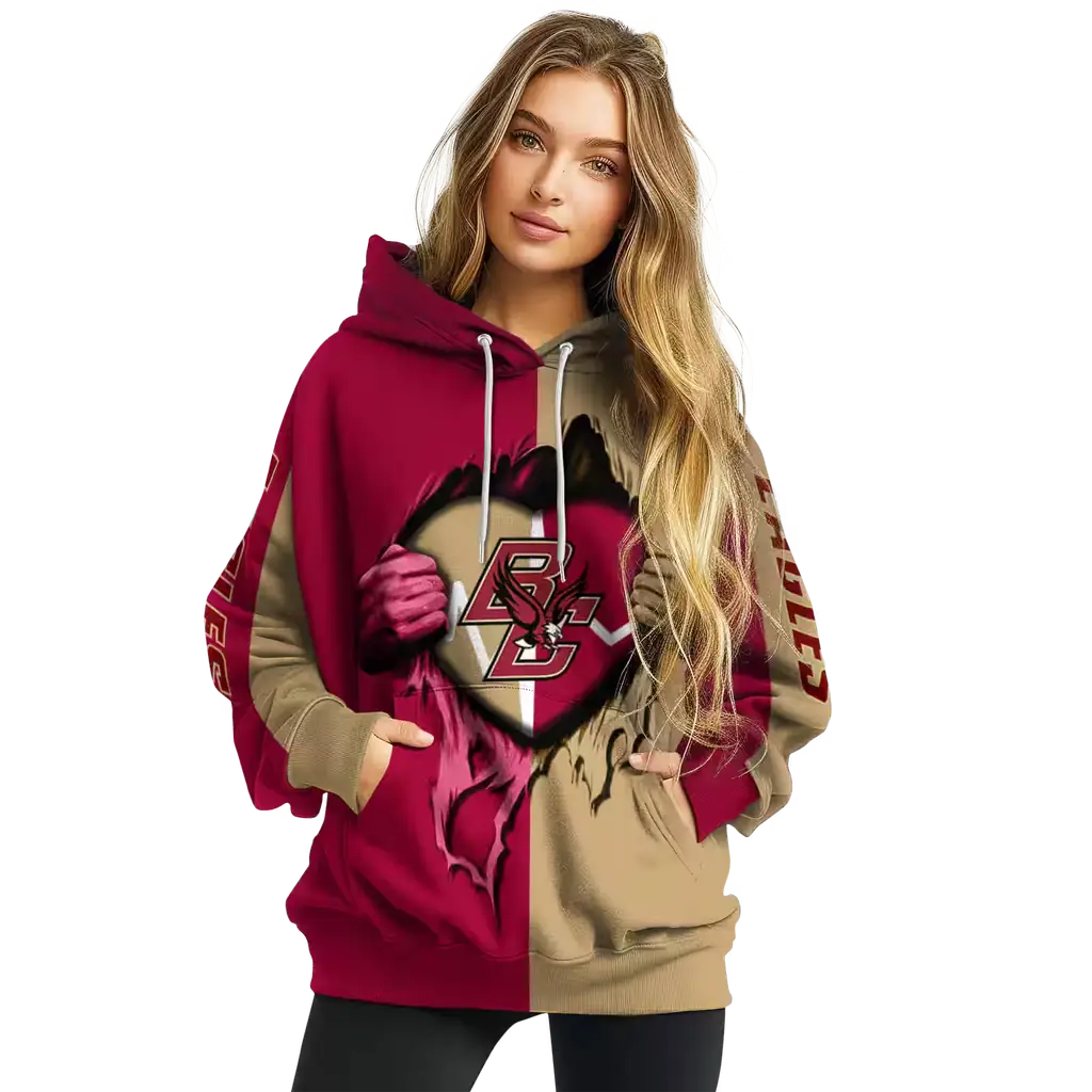 boston college eagles heartbeat graphic maroon hoodie high quality boston college eagles heartbeat graphic maroon hoodie high quality
