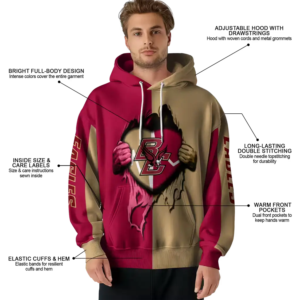 boston college eagles heartbeat graphic maroon hoodie latest model boston college eagles heartbeat graphic maroon hoodie latest model
