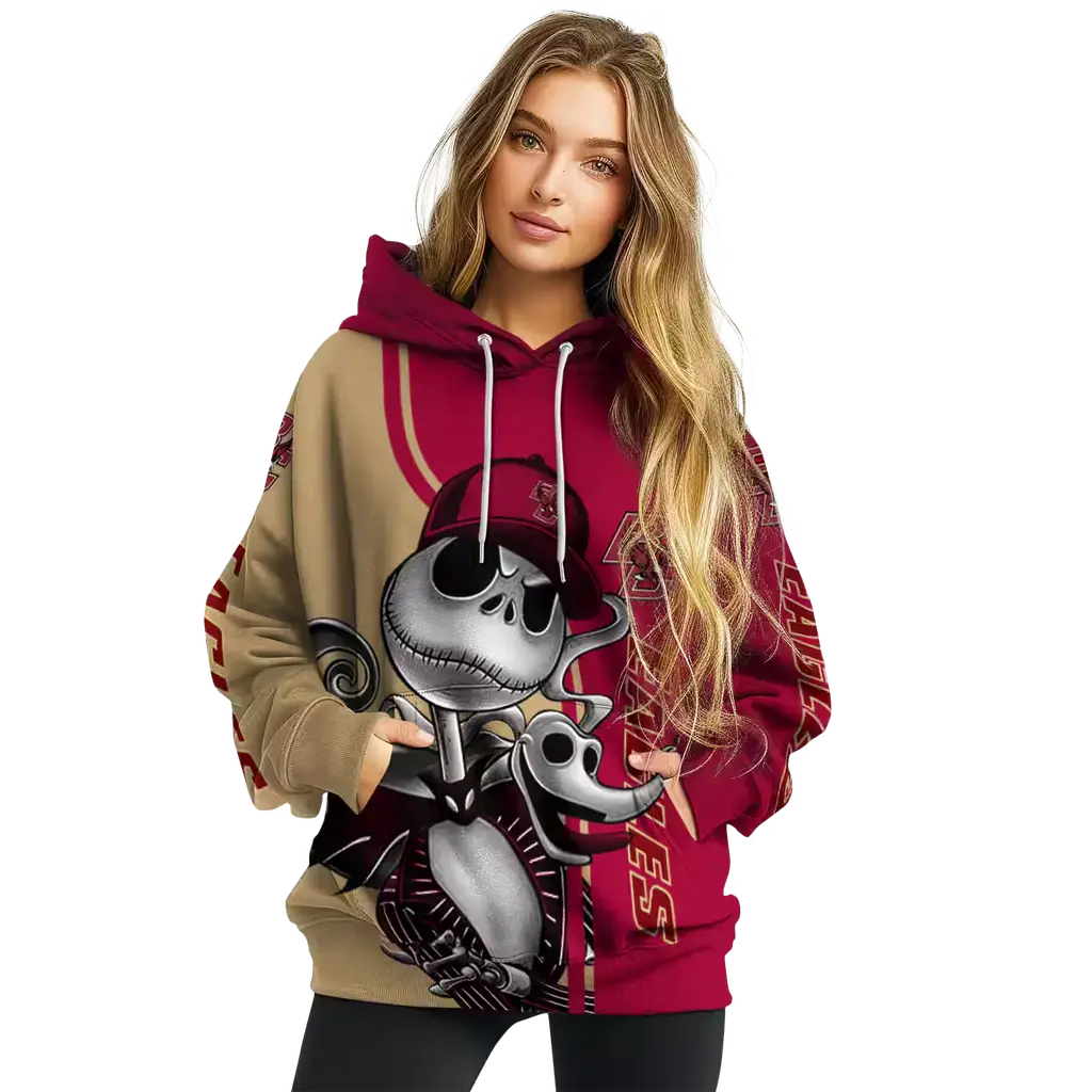 boston college eagles jack skellington maroon hoodie high quality boston college eagles jack skellington maroon hoodie high quality