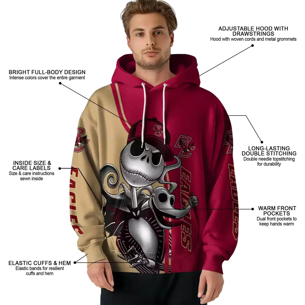 boston college eagles jack skellington maroon hoodie latest model boston college eagles jack skellington maroon hoodie latest model