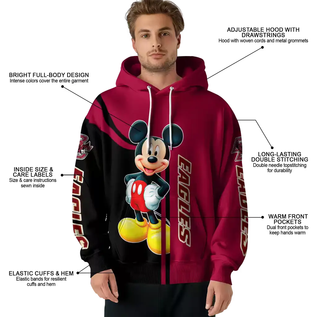 boston college eagles mickey mouse maroon black hoodie latest model boston college eagles mickey mouse maroon black hoodie latest model
