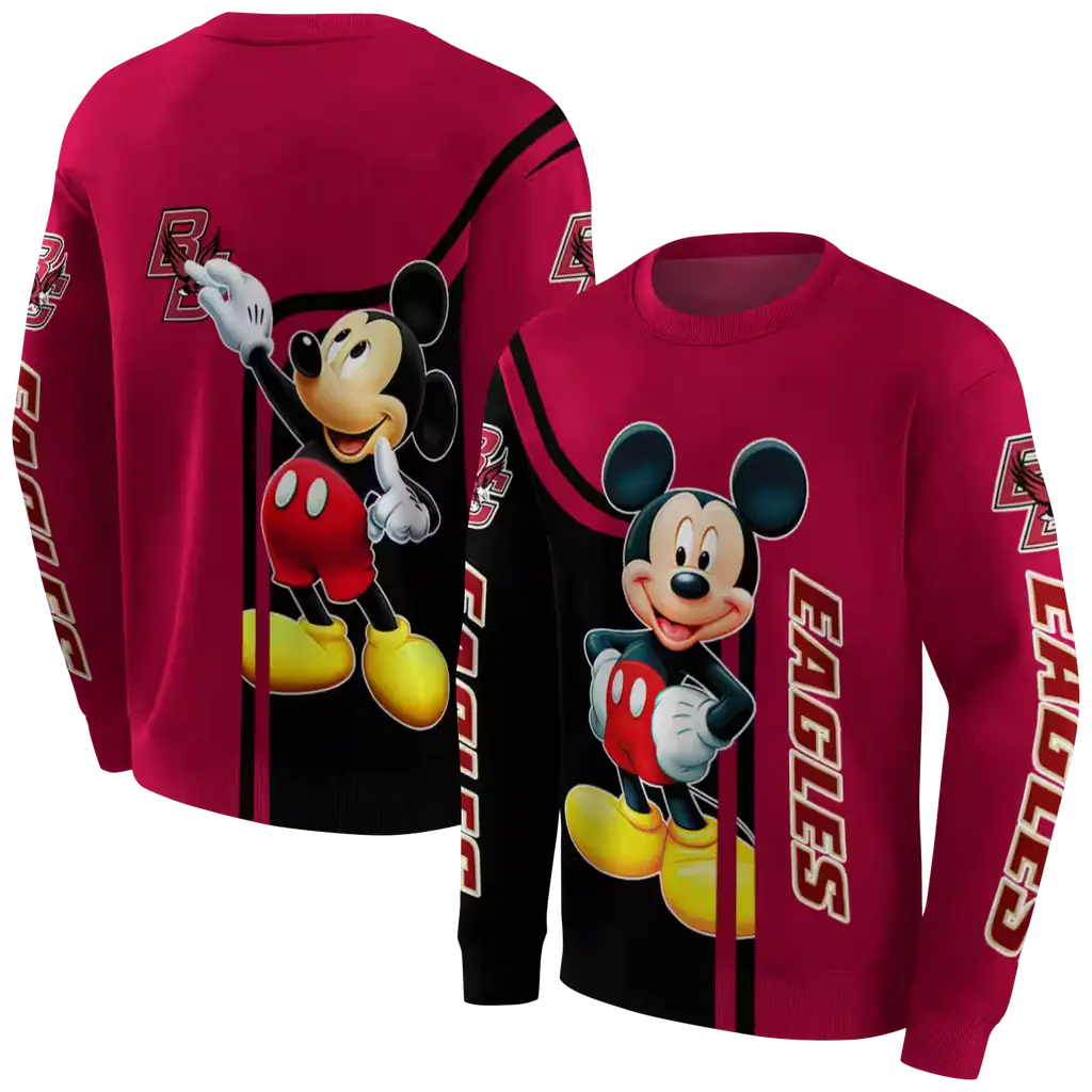 boston college eagles mickey mouse maroon black hoodie premium grade boston college eagles mickey mouse maroon black hoodie premium grade