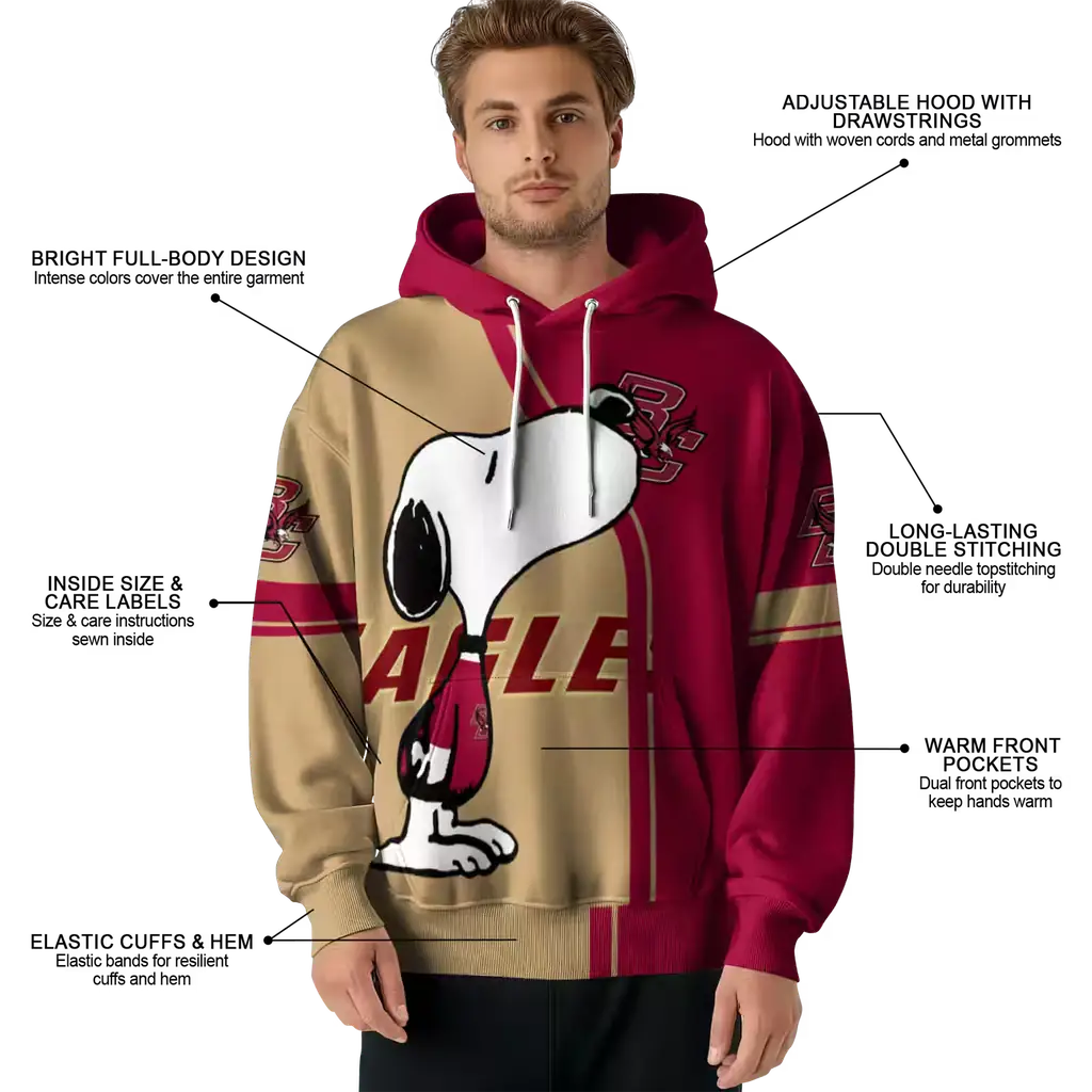 boston college eagles playful snoopy maroon hoodie latest model boston college eagles playful snoopy maroon hoodie latest model
