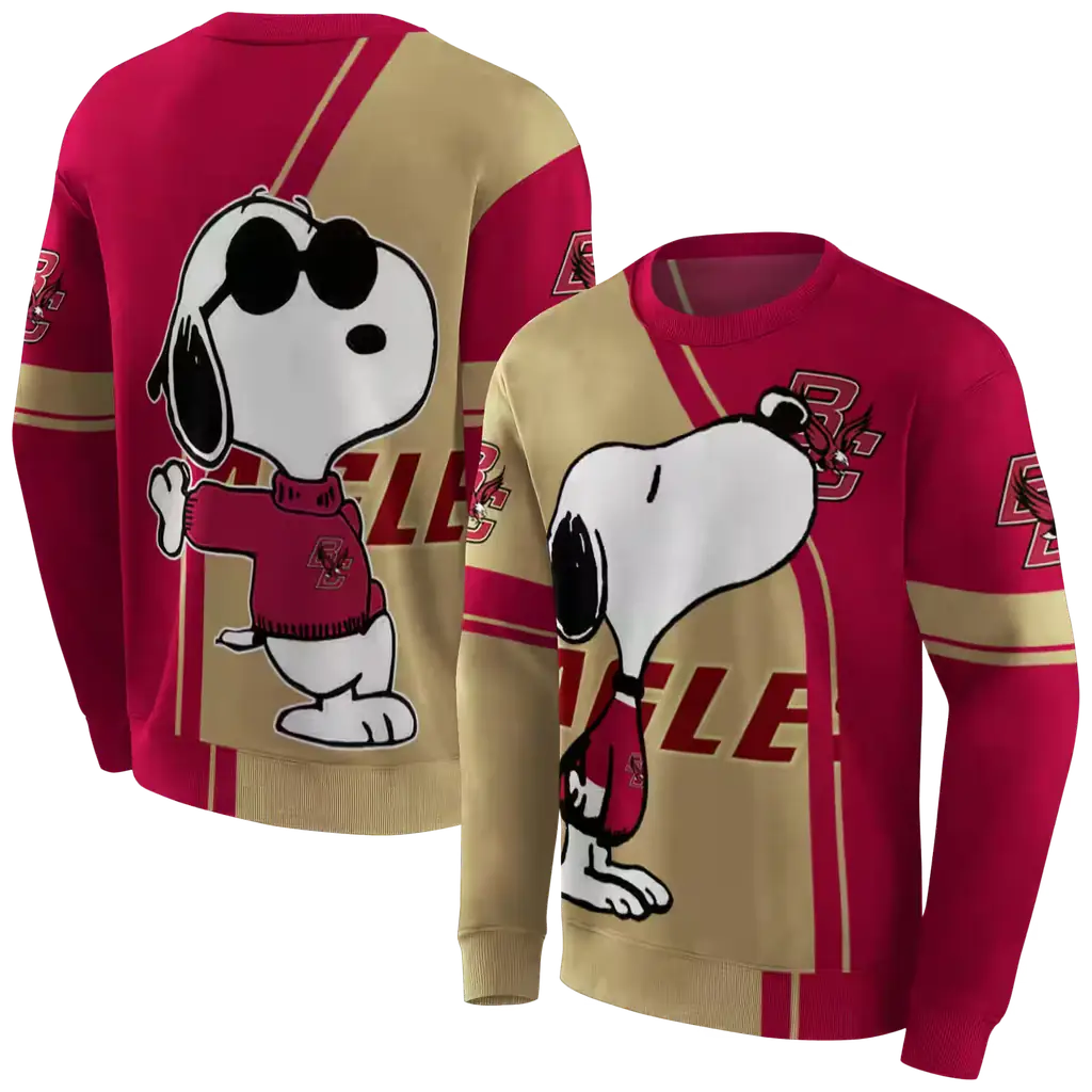 boston college eagles playful snoopy maroon hoodie premium grade boston college eagles playful snoopy maroon hoodie premium grade
