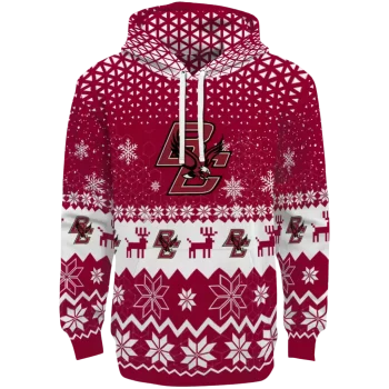 boston college eagles reindeer motif maroon hoodie best selling