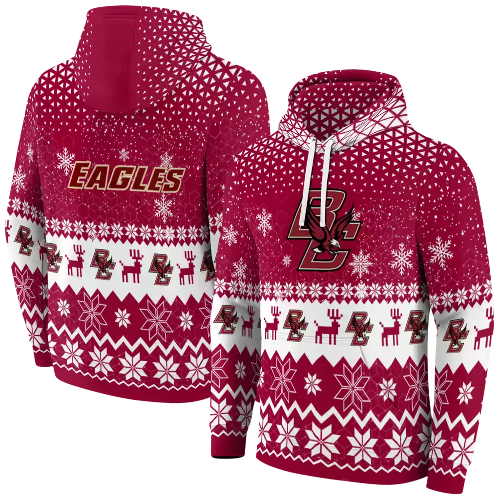 boston college eagles reindeer motif maroon hoodie fashion forward boston college eagles reindeer motif maroon hoodie fashion forward