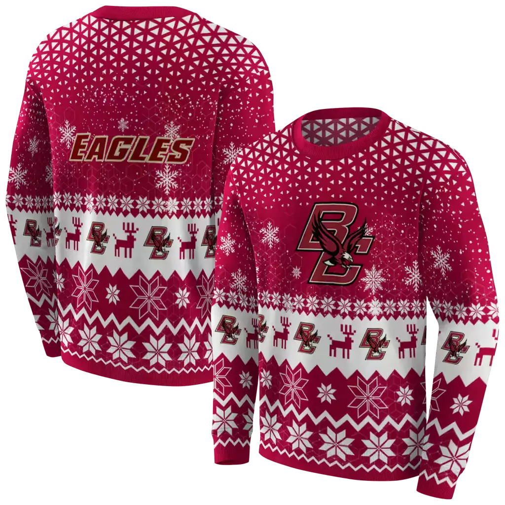 boston college eagles reindeer motif maroon hoodie premium grade boston college eagles reindeer motif maroon hoodie premium grade