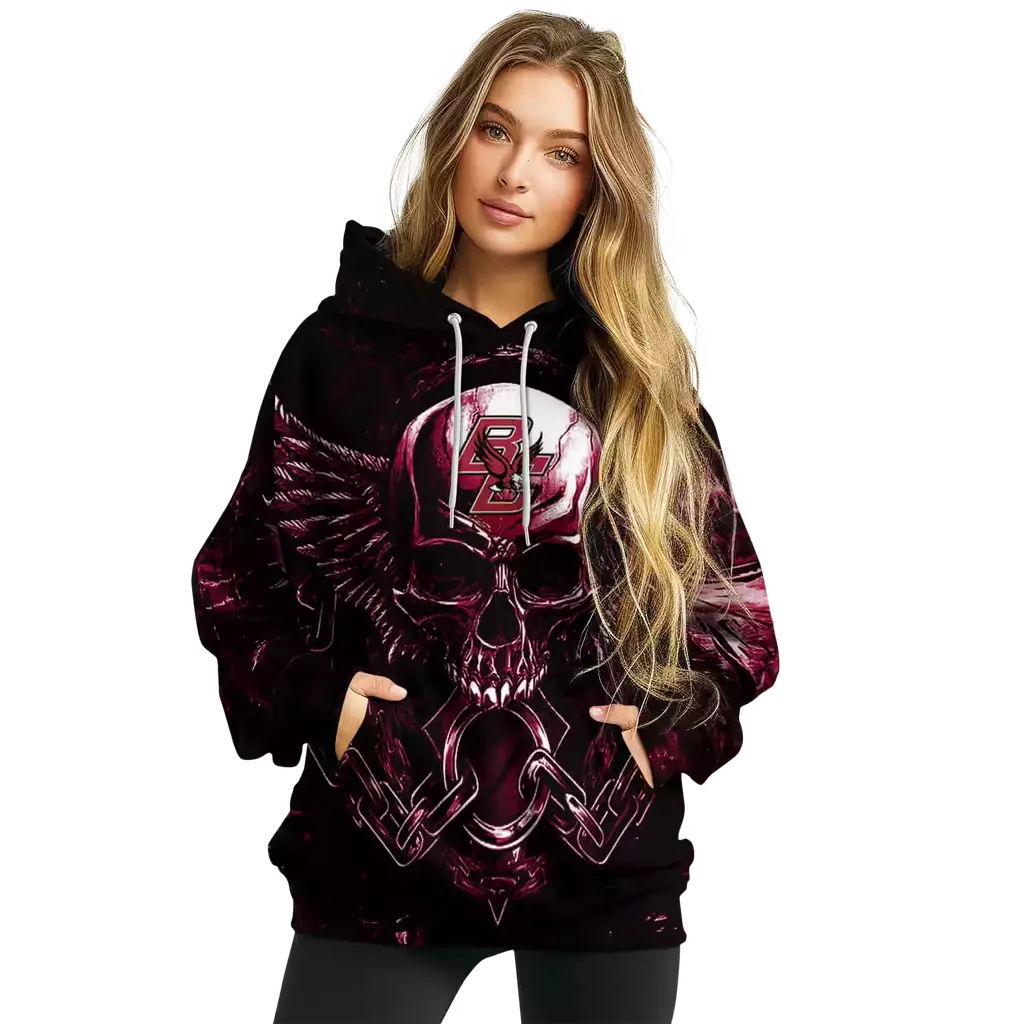 boston college eagles skull artwork maroon black hoodie high quality boston college eagles skull artwork maroon black hoodie high quality