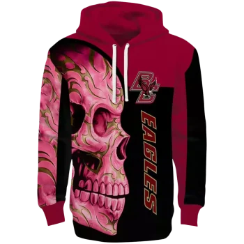 boston college eagles skull motif maroon black hoodie best selling