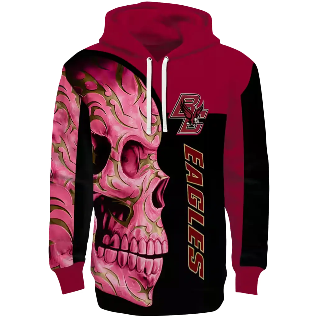 boston college eagles skull motif maroon black hoodie best selling boston college eagles skull motif maroon black hoodie best selling