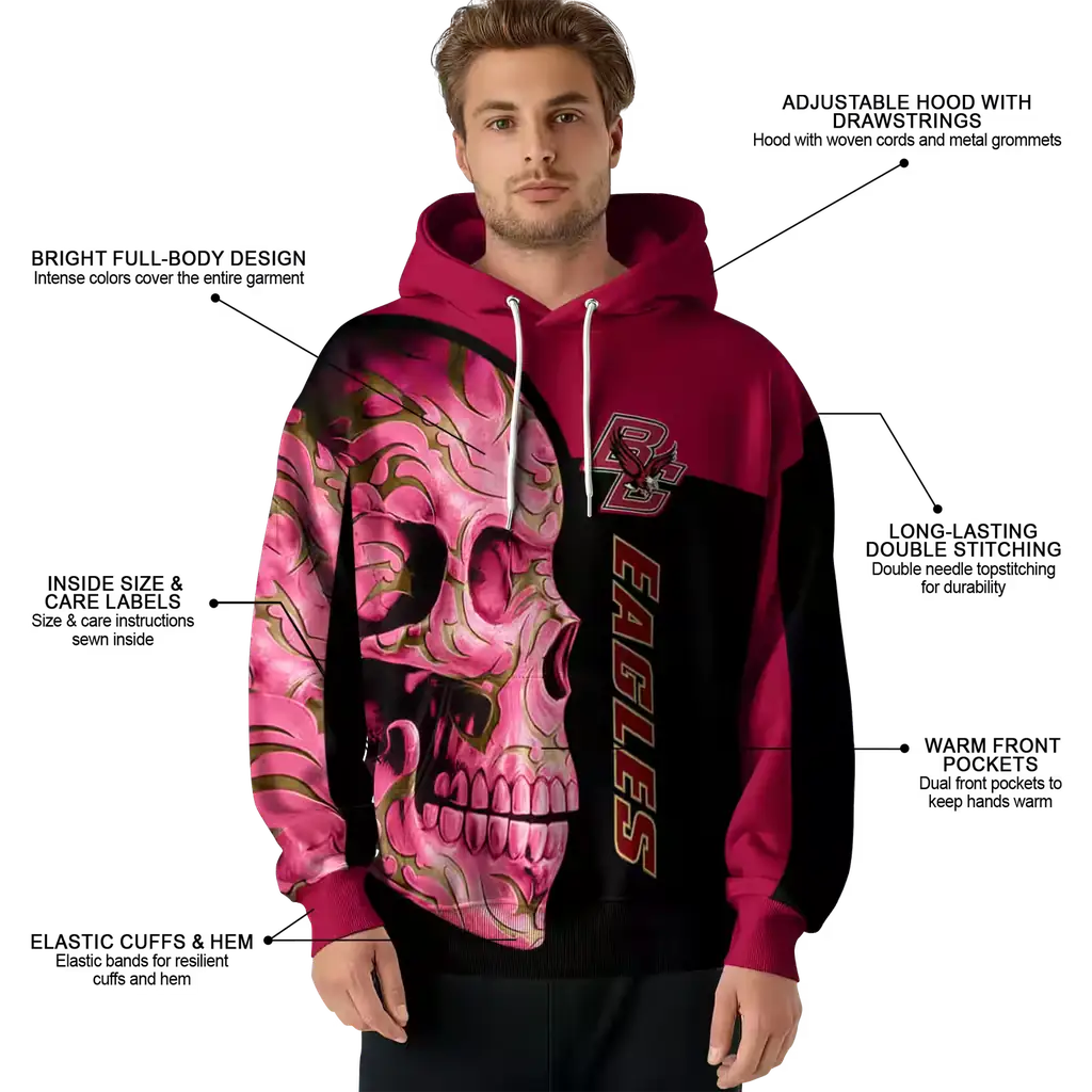 boston college eagles skull motif maroon black hoodie latest model boston college eagles skull motif maroon black hoodie latest model