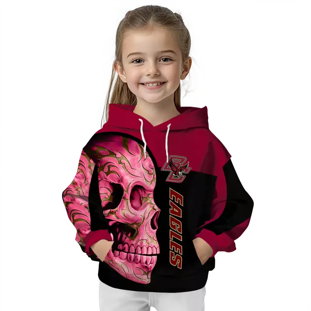 boston college eagles skull motif maroon black hoodie top rated boston college eagles skull motif maroon black hoodie top rated