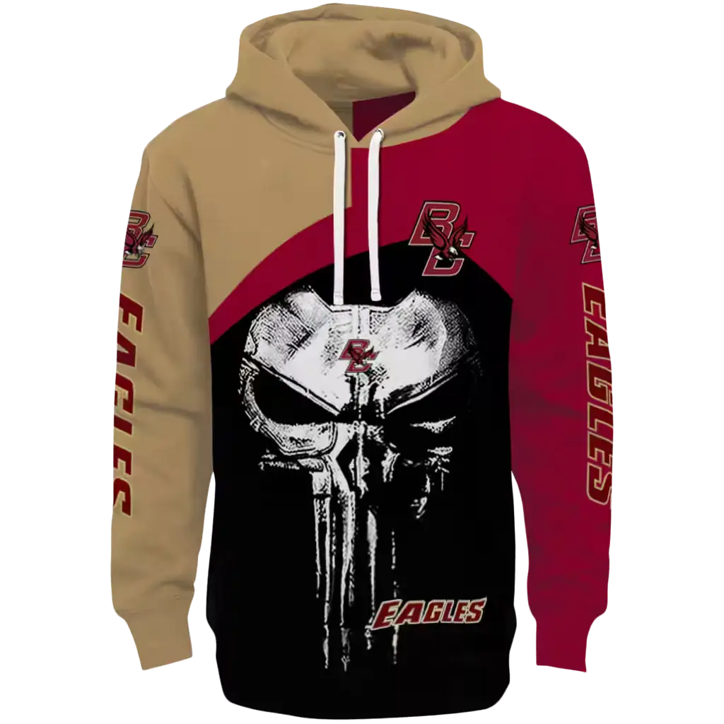 boston college eagles skull punisher gold black hoodie best selling boston college eagles skull punisher gold black hoodie best selling