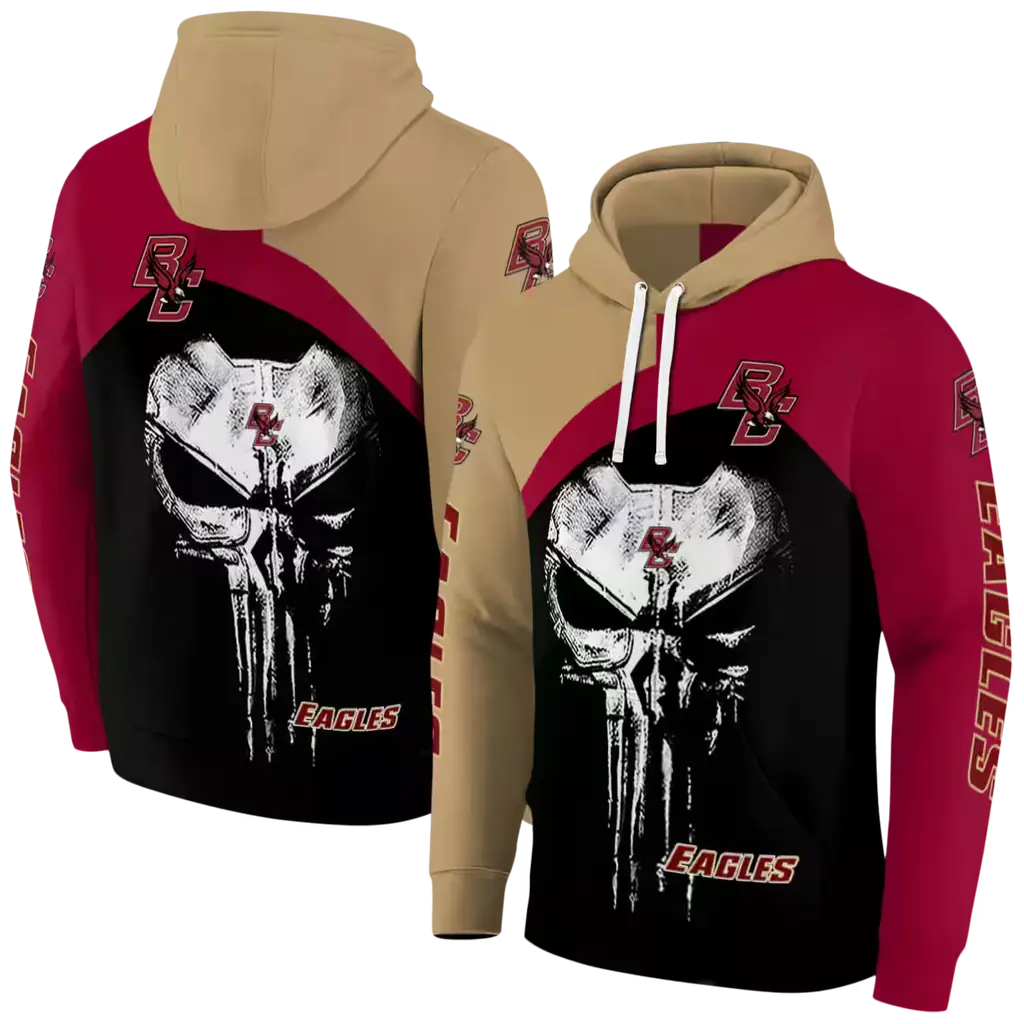 boston college eagles skull punisher gold black hoodie fashion forward boston college eagles skull punisher gold black hoodie fashion forward