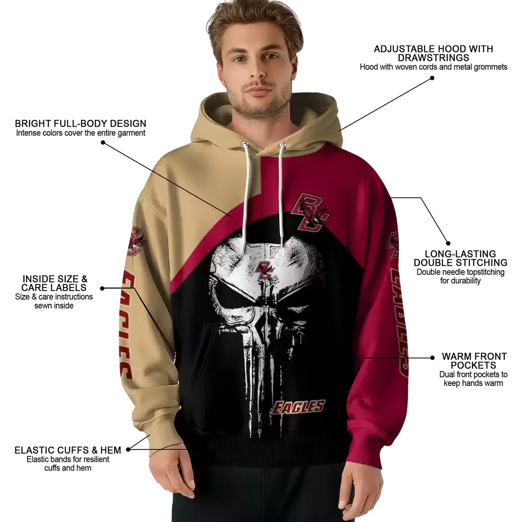 boston college eagles skull punisher gold black hoodie latest model boston college eagles skull punisher gold black hoodie latest model