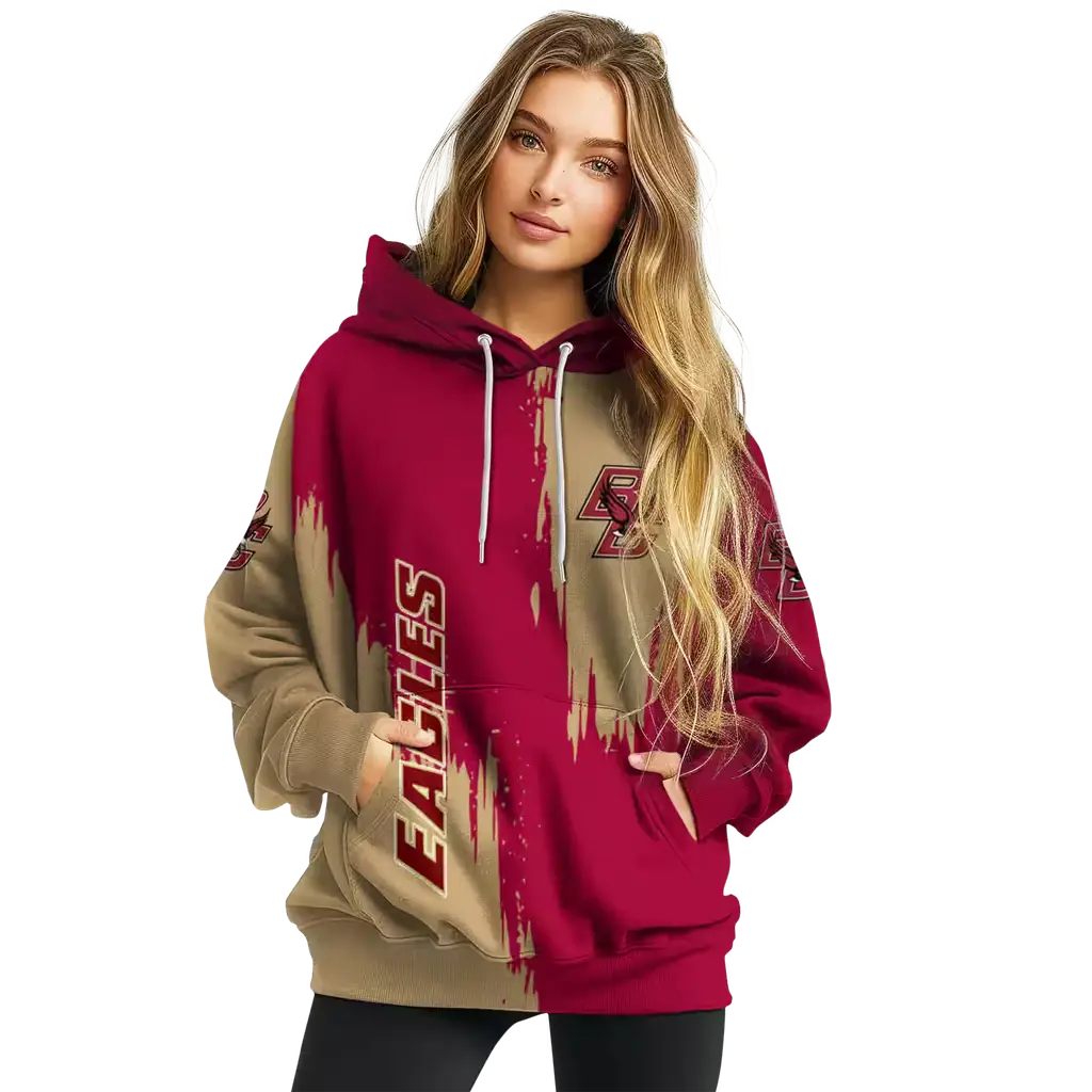 boston college eagles splatter effect maroon hoodie high quality boston college eagles splatter effect maroon hoodie high quality