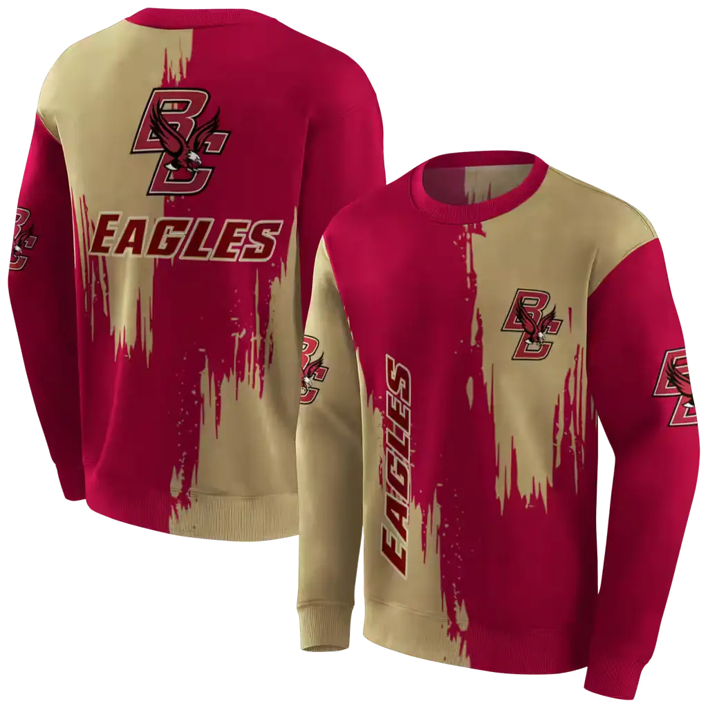 boston college eagles splatter effect maroon hoodie premium grade boston college eagles splatter effect maroon hoodie premium grade