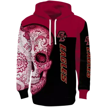 boston college eagles sugar skull maroon black hoodie best selling