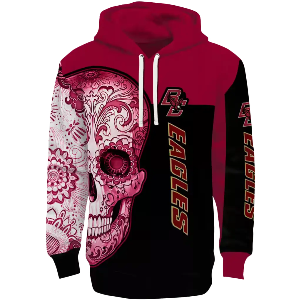 boston college eagles sugar skull maroon black hoodie best selling boston college eagles sugar skull maroon black hoodie best selling