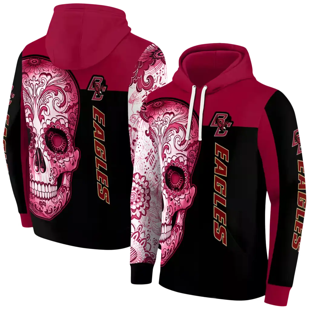 boston college eagles sugar skull maroon black hoodie fashion forward boston college eagles sugar skull maroon black hoodie fashion forward