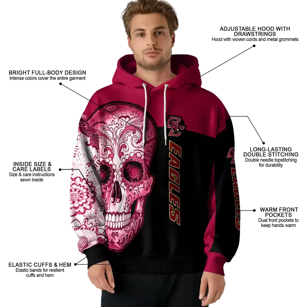 boston college eagles sugar skull maroon black hoodie latest model boston college eagles sugar skull maroon black hoodie latest model