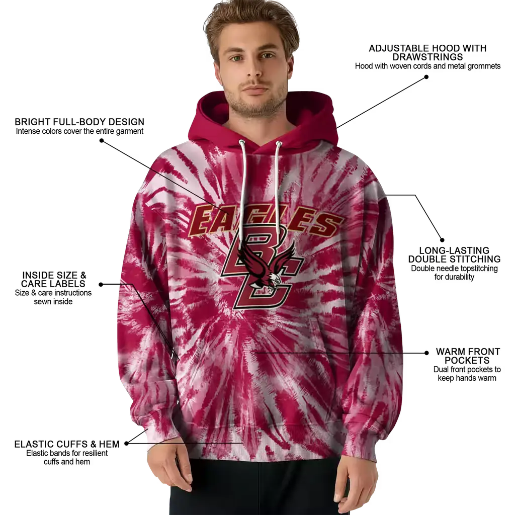 boston college eagles tie dye pattern maroon hoodie latest model boston college eagles tie dye pattern maroon hoodie latest model