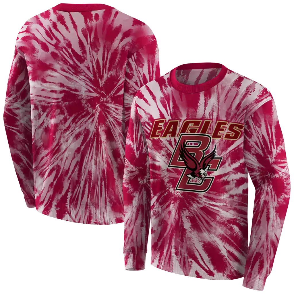 boston college eagles tie dye pattern maroon hoodie premium grade boston college eagles tie dye pattern maroon hoodie premium grade