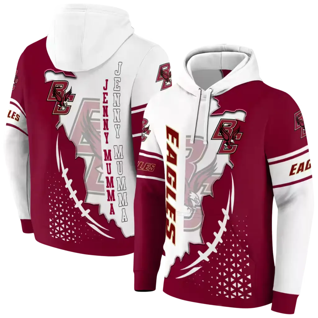 boston college eagles triangular pattern maroon white hoodie fashion forward boston college eagles triangular pattern maroon white hoodie fashion forward