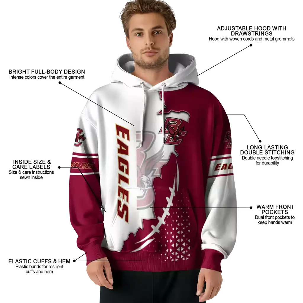 boston college eagles triangular pattern maroon white hoodie latest model boston college eagles triangular pattern maroon white hoodie latest model