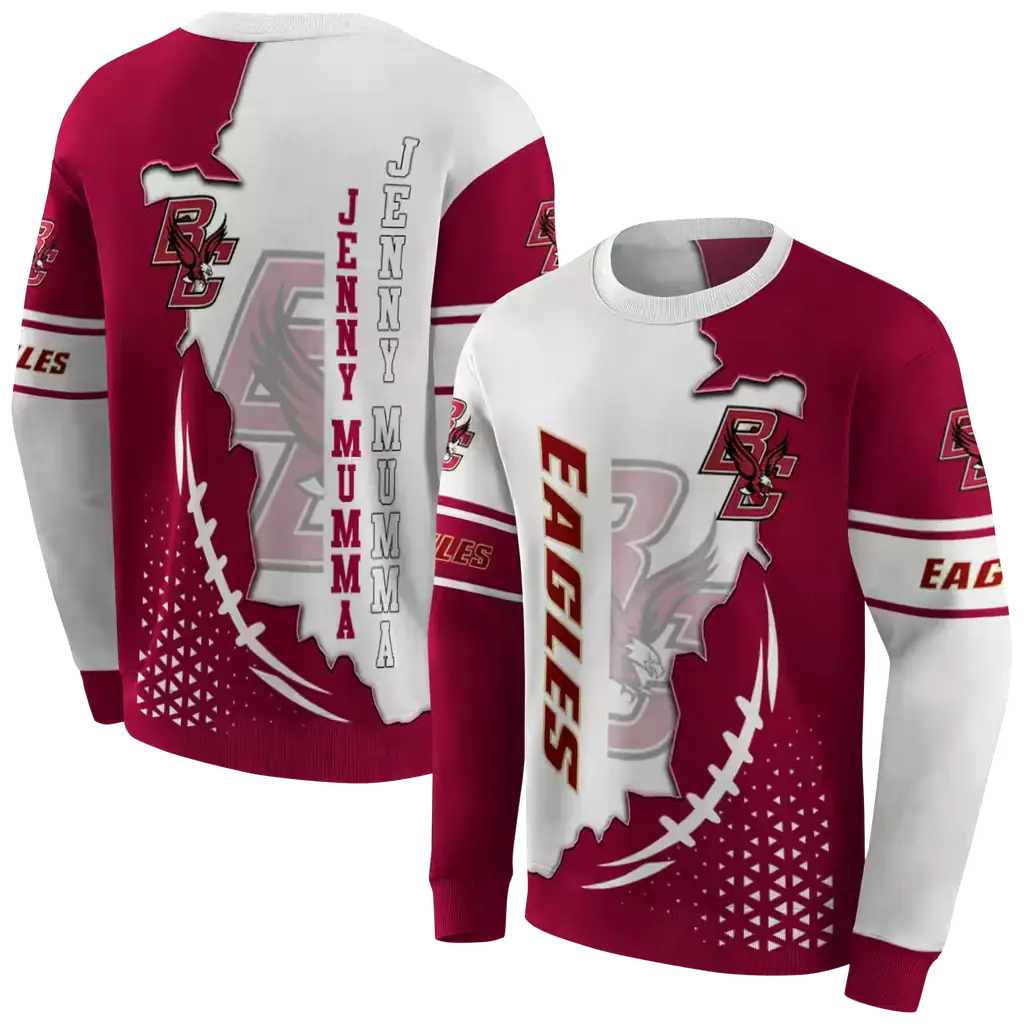 boston college eagles triangular pattern maroon white hoodie premium grade boston college eagles triangular pattern maroon white hoodie premium grade
