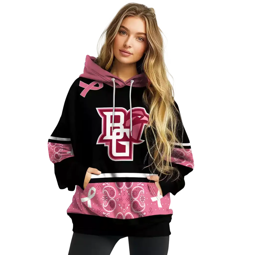 bowling green falcons awareness ribbon black pink hoodie high quality bowling green falcons awareness ribbon black pink hoodie high quality