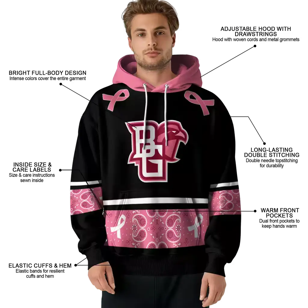 bowling green falcons awareness ribbon black pink hoodie latest model bowling green falcons awareness ribbon black pink hoodie latest model
