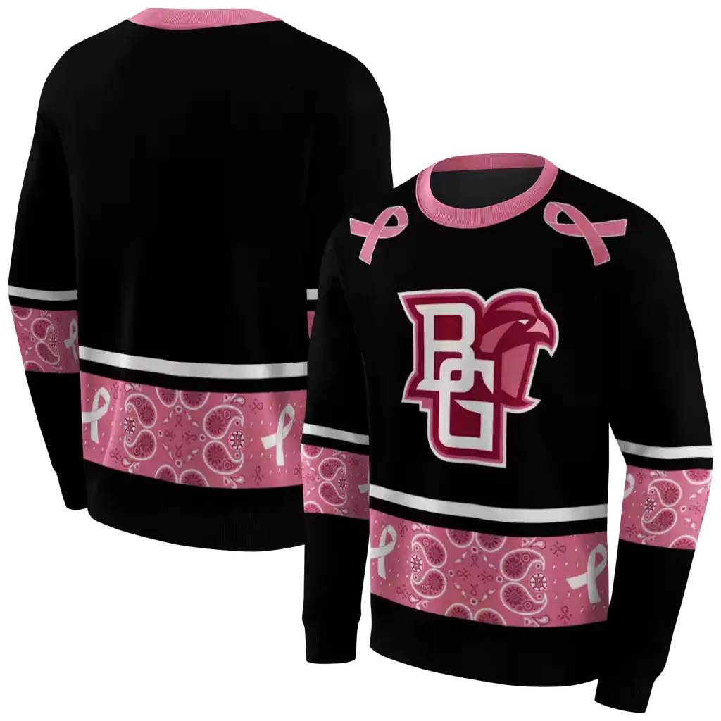 bowling green falcons awareness ribbon black pink hoodie premium grade bowling green falcons awareness ribbon black pink hoodie premium grade