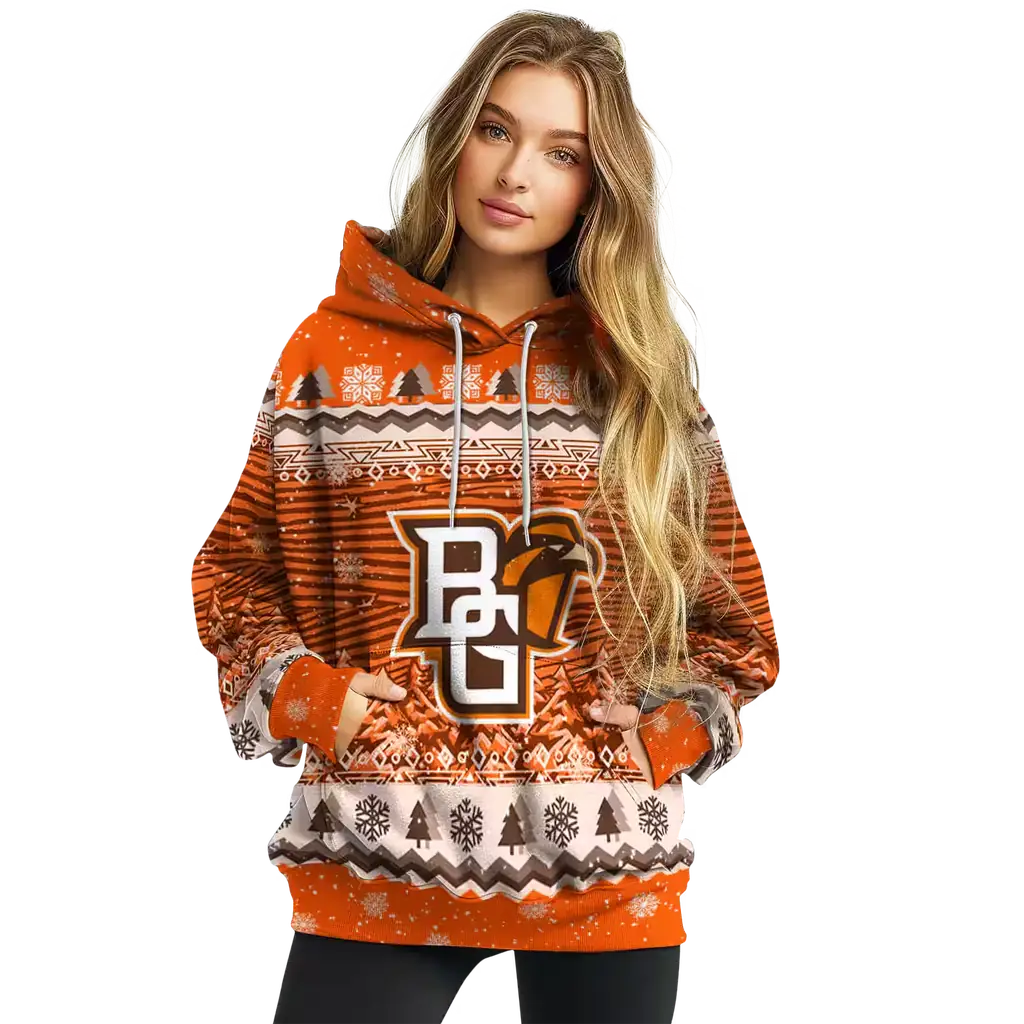 bowling green falcons christmas trees orange hoodie high quality bowling green falcons christmas trees orange hoodie high quality