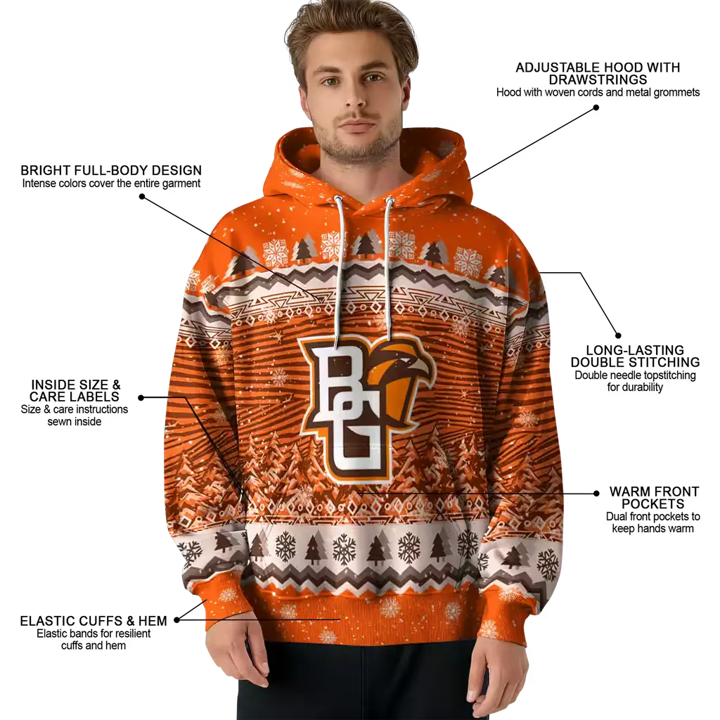 bowling green falcons christmas trees orange hoodie latest model bowling green falcons christmas trees orange hoodie latest model