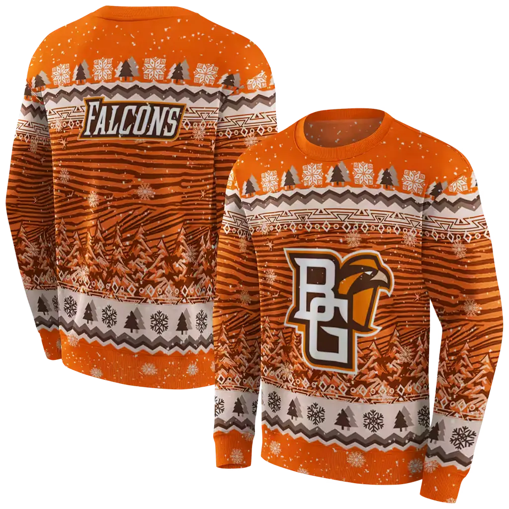 bowling green falcons christmas trees orange hoodie premium grade bowling green falcons christmas trees orange hoodie premium grade