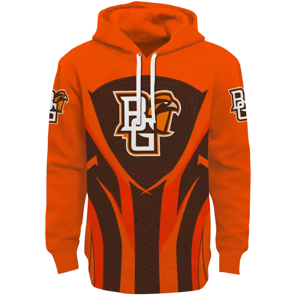 bowling green falcons concentric lines orange black hoodie best selling bowling green falcons concentric lines orange black hoodie best selling