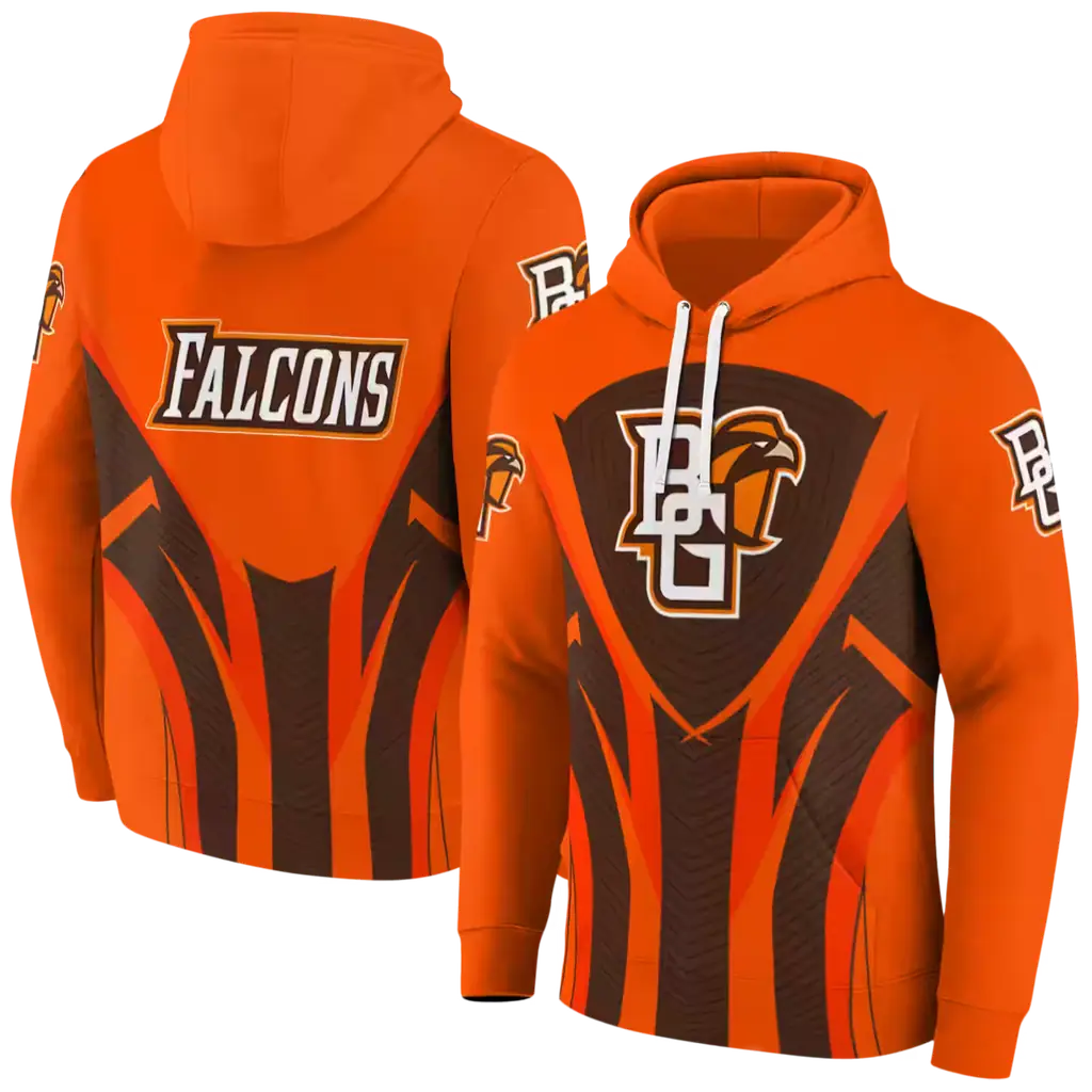 bowling green falcons concentric lines orange black hoodie fashion forward bowling green falcons concentric lines orange black hoodie fashion forward