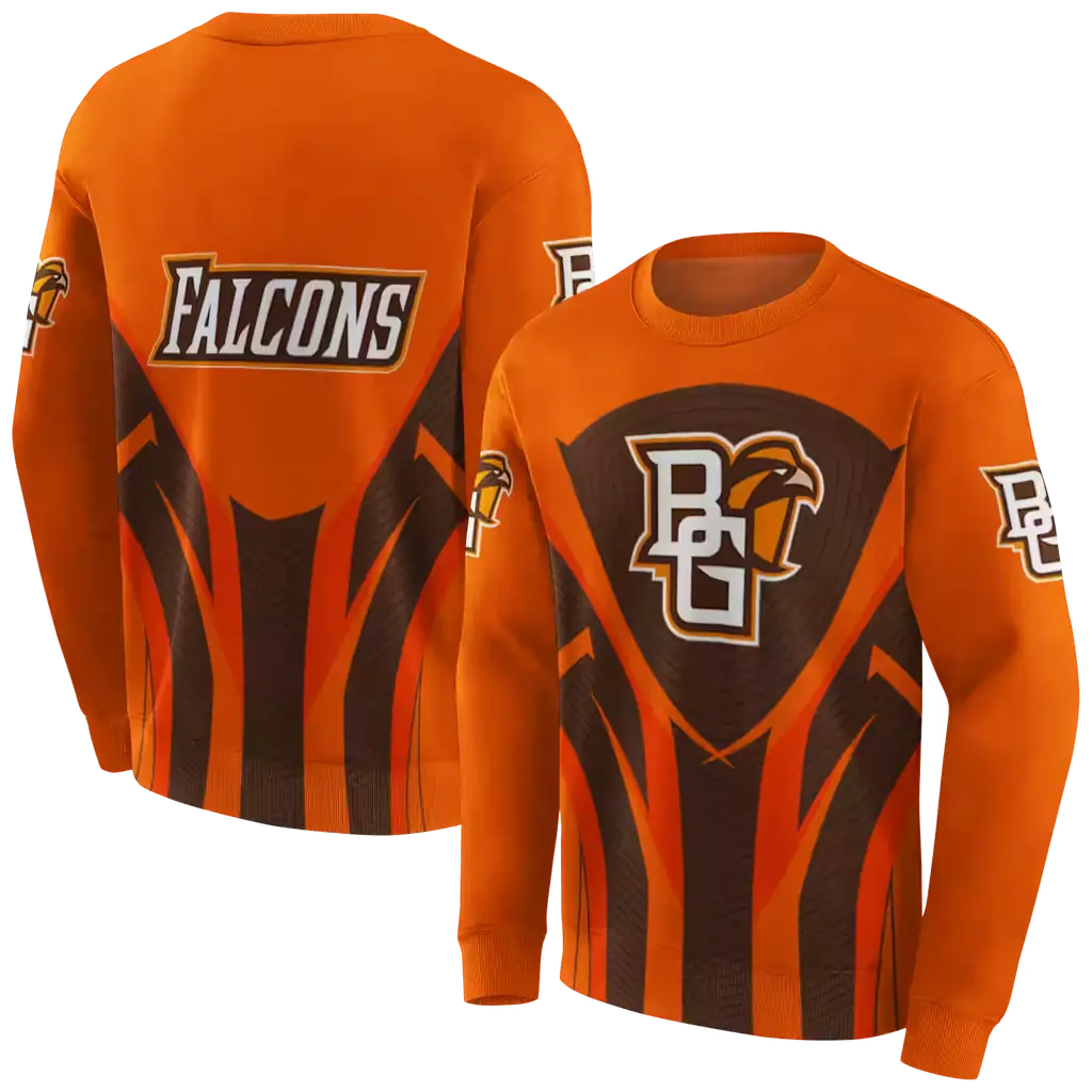 bowling green falcons concentric lines orange black hoodie premium grade bowling green falcons concentric lines orange black hoodie premium grade