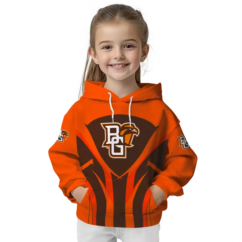 bowling green falcons concentric lines orange black hoodie top rated bowling green falcons concentric lines orange black hoodie top rated