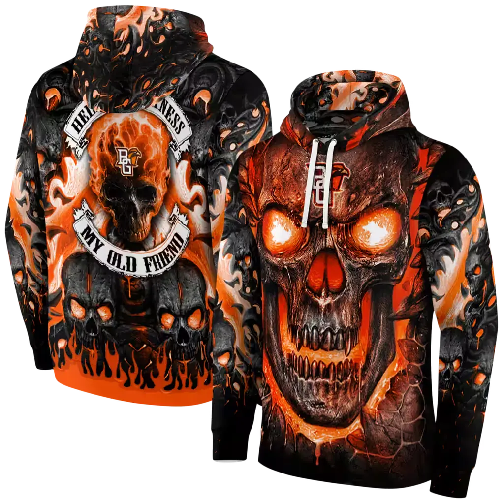 bowling green falcons demonic skull orange black hoodie fashion forward bowling green falcons demonic skull orange black hoodie fashion forward
